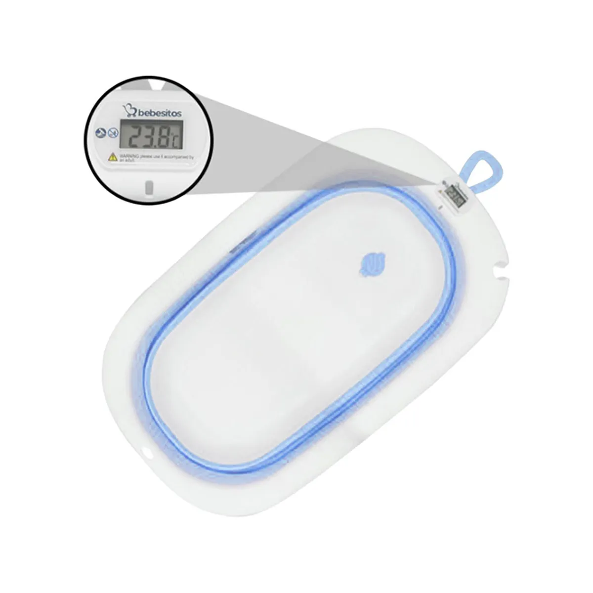 BEBESITOS - BAÑERA PLEGABLE CON TERMOMETRO Y ACCESORIO DE BAÑO