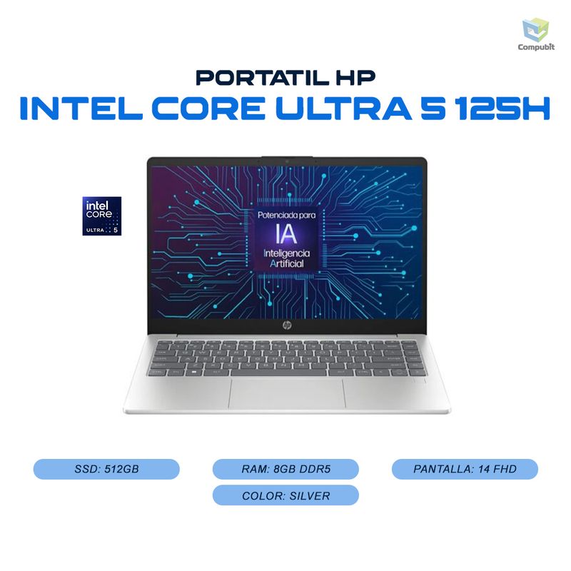 HP - Portatil HP Intel Core Ultra 5 125H 8GB 512GB SSD - 14-EP1001LA