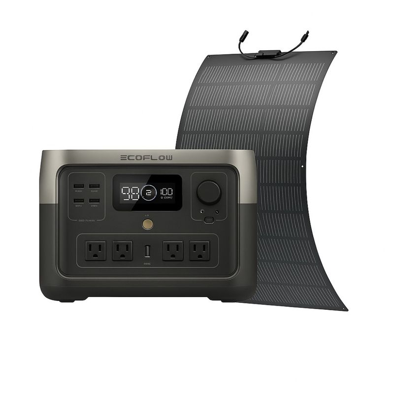 ECOFLOW - Kit Solar Portátil Ecoflow River 2 Max 500w+ Panel Flex100w