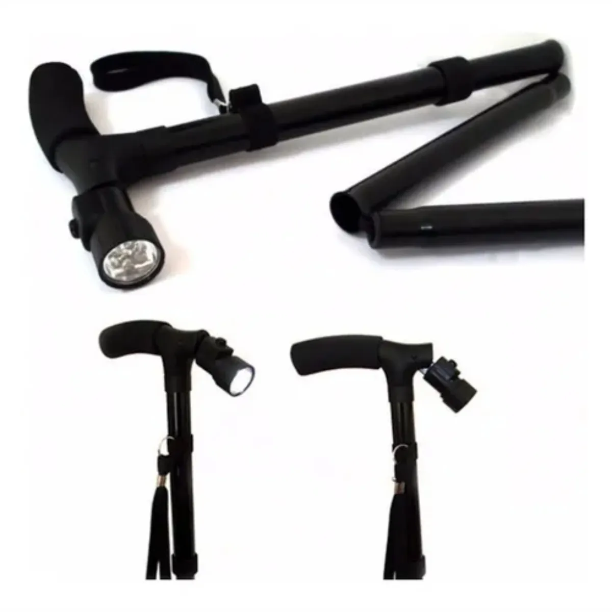 GENERICO - Baston Plegable Caminador Ajustable Trusty Cane Luz Led