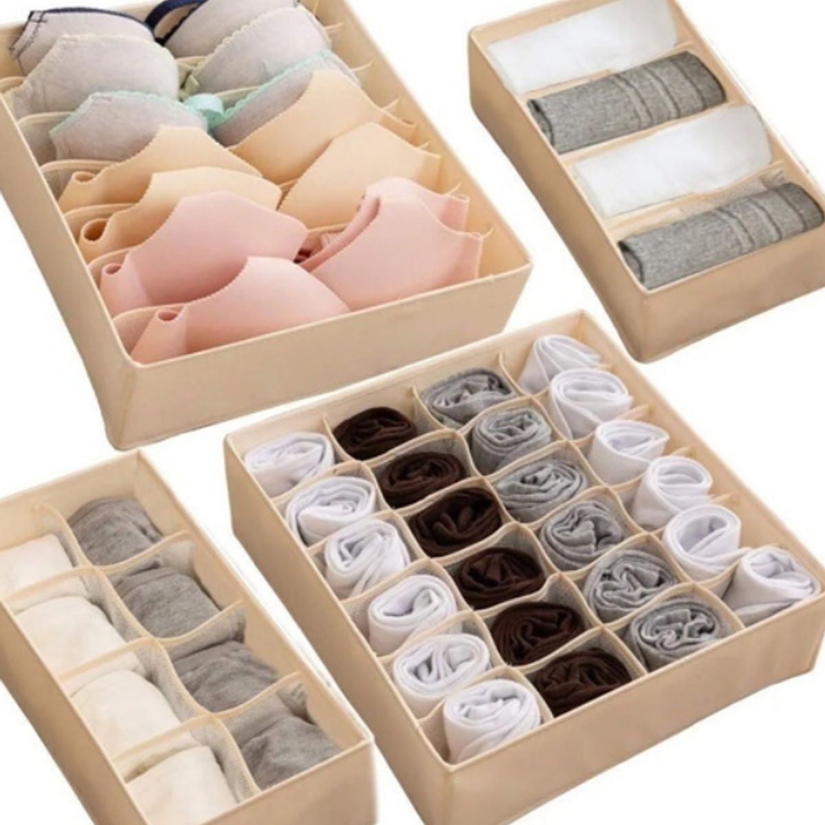 EXPLORA MALETAS - Organizador De Ropa Interior Y Medias Divisor Cajones Set X4