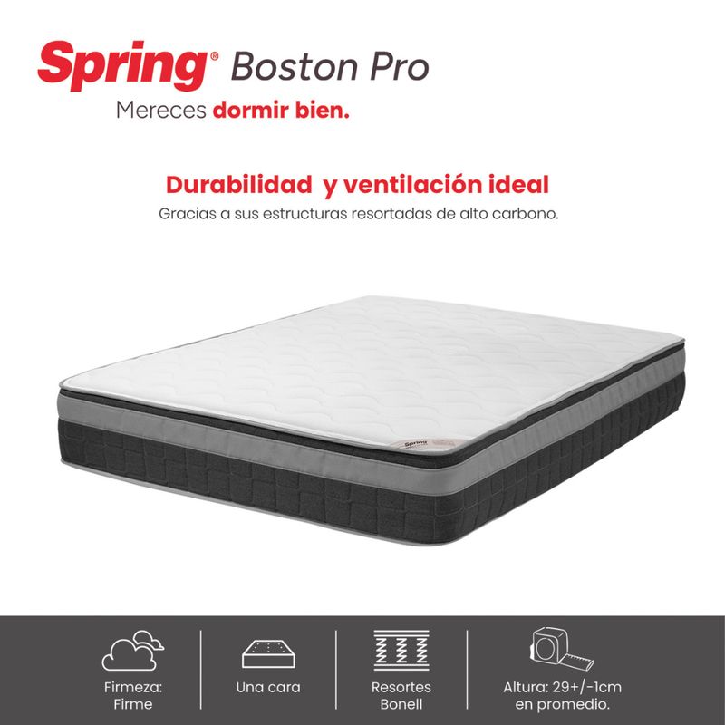 SPRING - Colchón Boston Pro - Spring Firmeza y Soporte 120X190