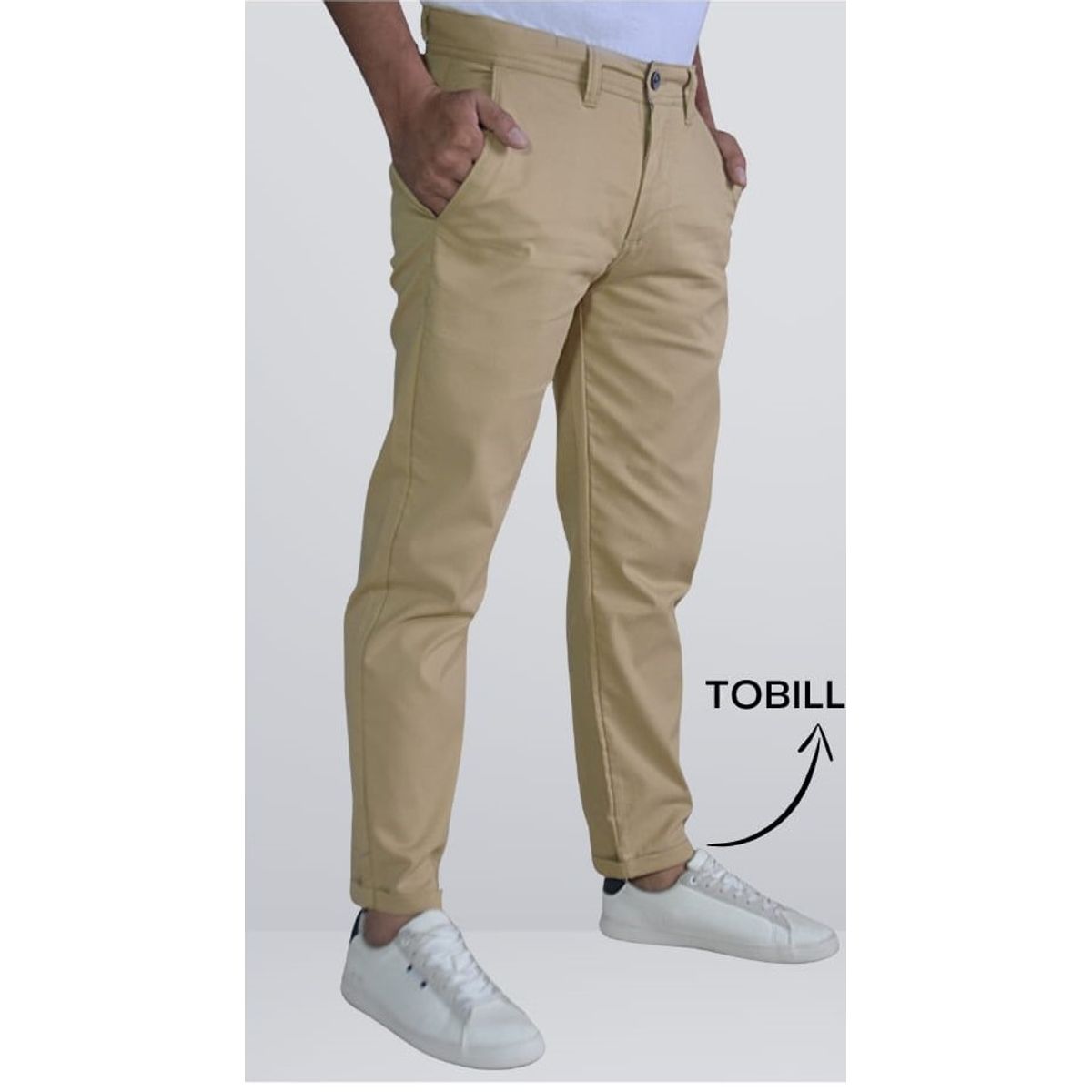 ABC - Pantalon Hombre Dril Licrado Tobillero Al Tobillo rosa azul beige