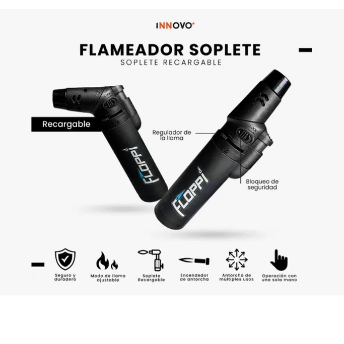 INNOVA - Flameador Encendedor Graduable Con Recarga Multifuncional