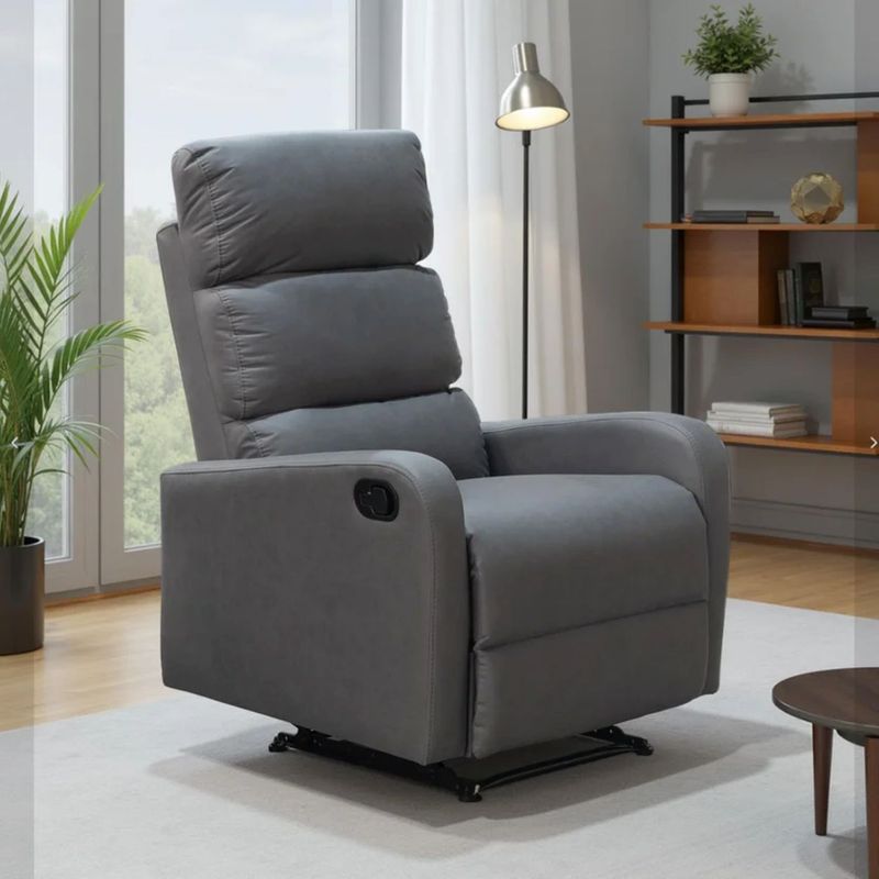 ELITE LIVING - SILLA RECLINABLE PEKIN ESTATICA MICROFIBRA GRIS GRAFITO