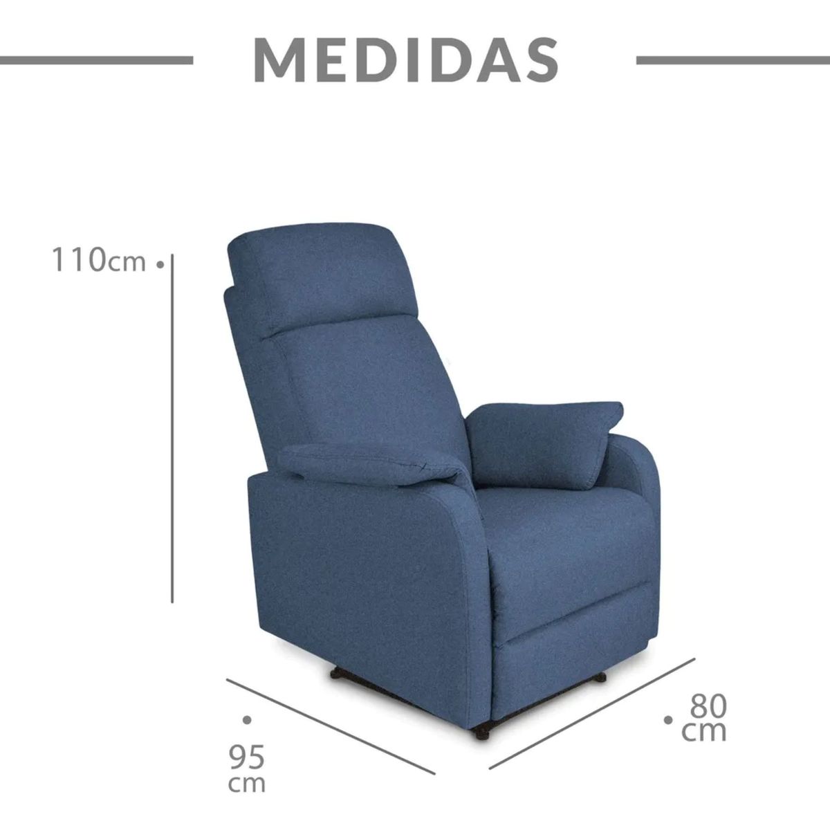 ELITE LIVING - SILLA RECLINABLE VELVET ESTATICA MICROFIBRA AZUL
