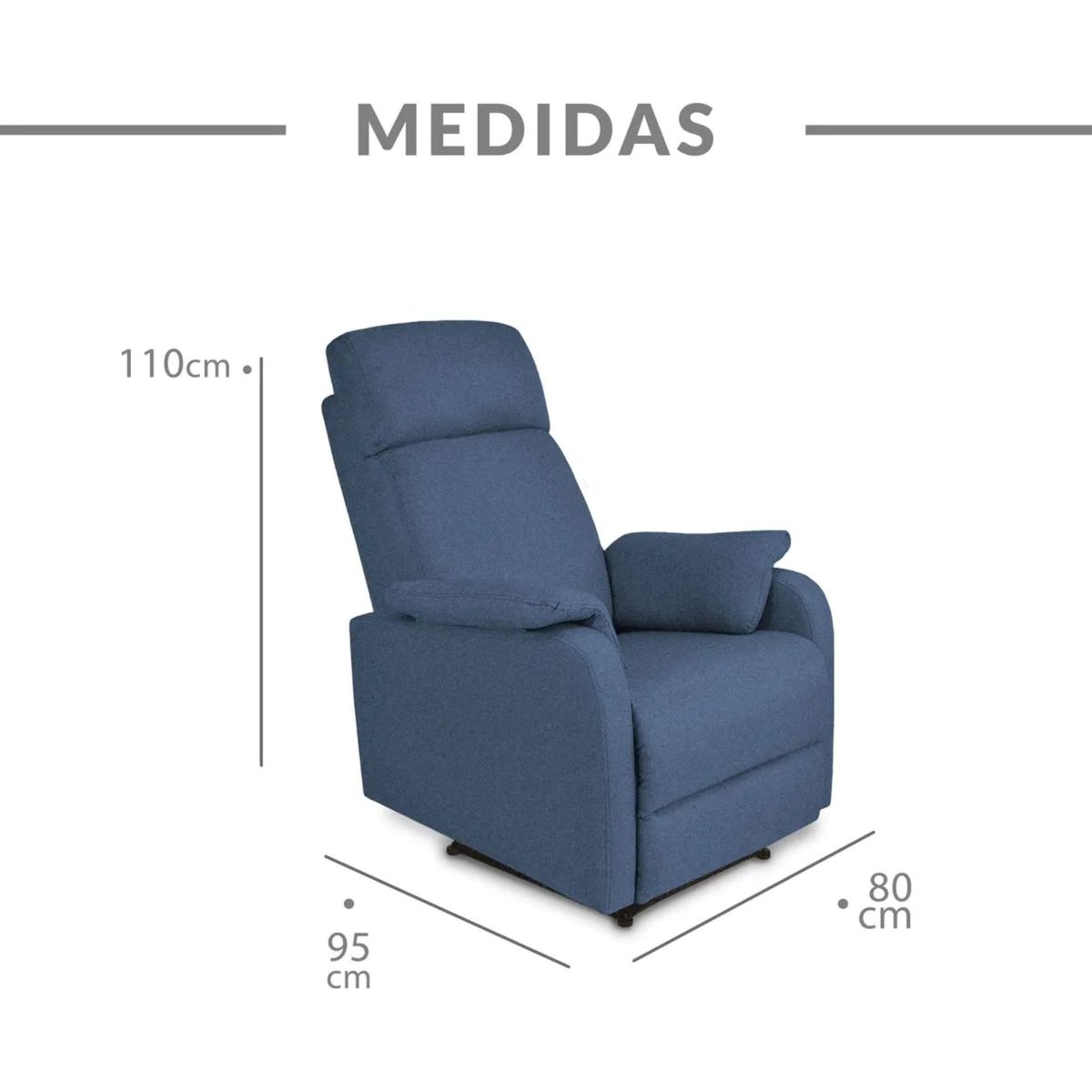 ELITE LIVING - SILLA RECLINABLE VELVET ESTATICA MICROFIBRA AZUL