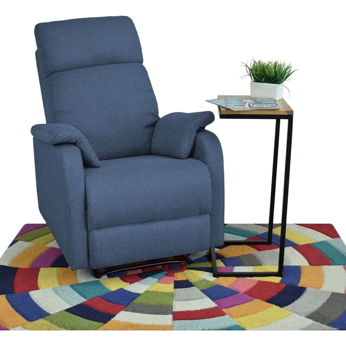 ELITE LIVING - SILLA RECLINABLE VELVET ESTATICA MICROFIBRA AZUL