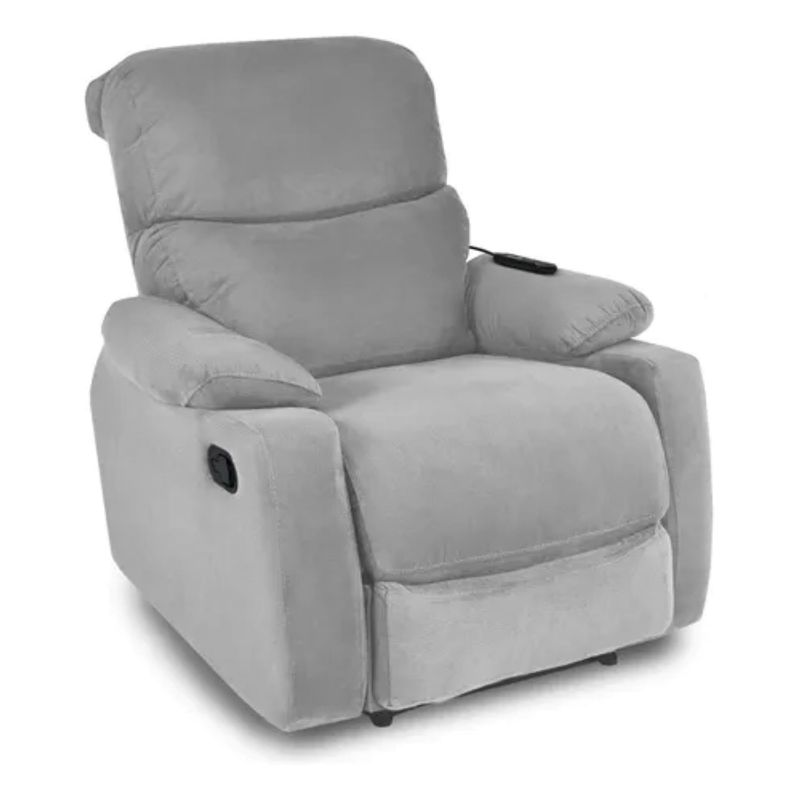 ELITE LIVING - SILLA RECLINABLE ESTATICA VELARA  CON VIBRO MASAJE  MICROFIBRA PLATA