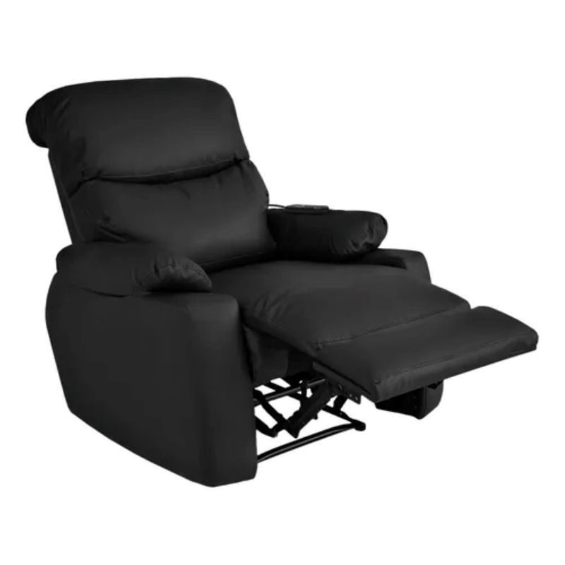 ELITE LIVING - SILLA RECLINABLE ESTATICA VELARA  CON VIBRO MASAJE  SINTETICO NEGRO