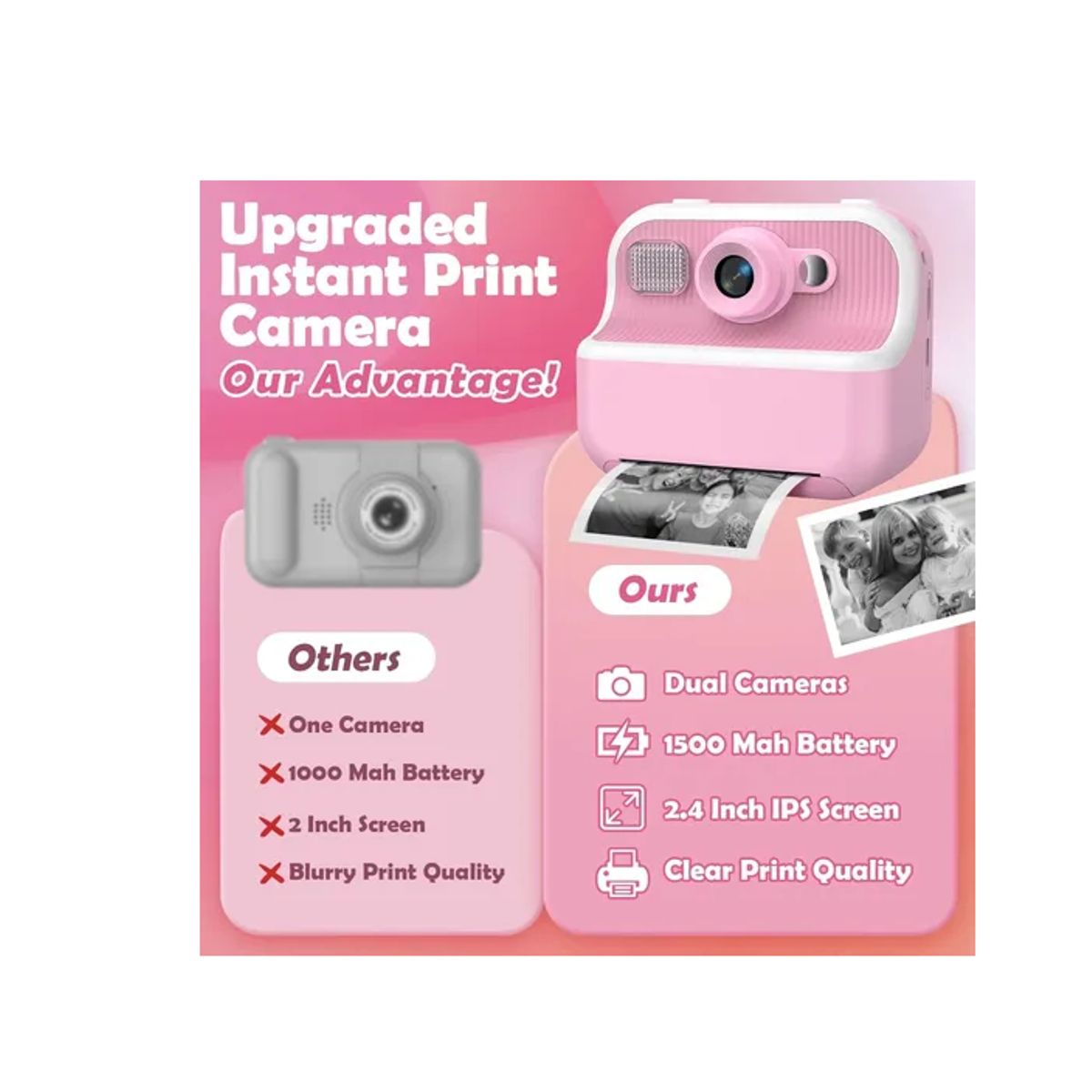 GENERICO - Camara Instantanea Para Niños Videos 26-2 Hd Incluye Colores