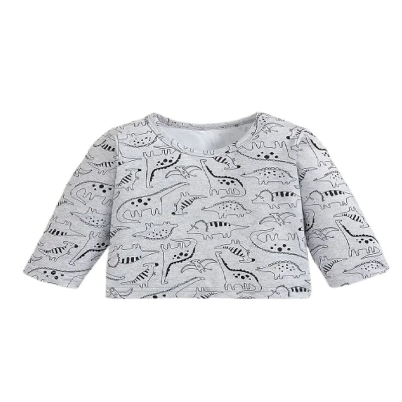 100 - Camiseta Gris Con Dinosaurios