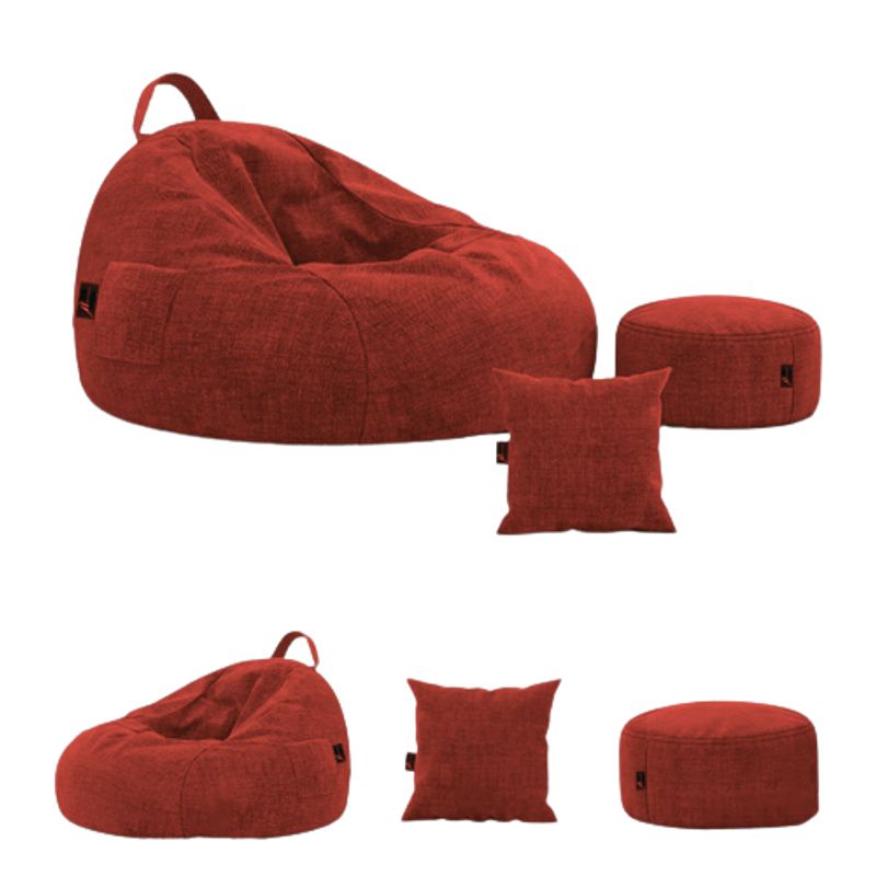 GENERICO - PUFF SILLA DISEÑO GOTA SET COLOR ROJO TAMAÑO L ADULTO