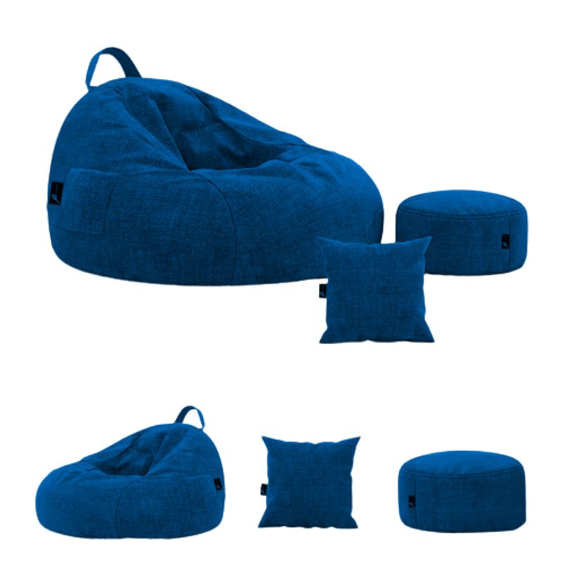 GENERICO - PUFF SILLA DISEÑO GOTA SET COLOR AZUL TAMAÑO L ADULTO