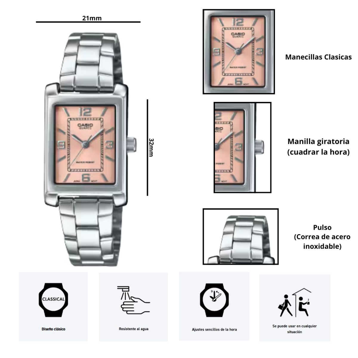 CASIO - Reloj Casio LTP-1234DD-4A Diseño Clásico