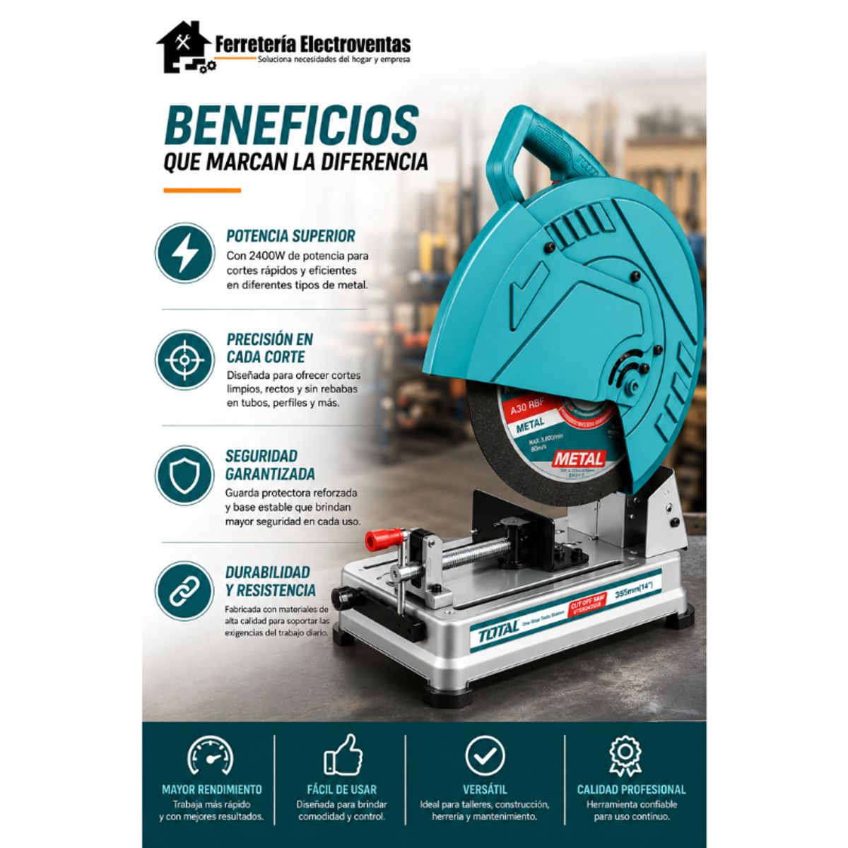 TOTAL - Tronzadora 13-6264 2400w Industrial Total
