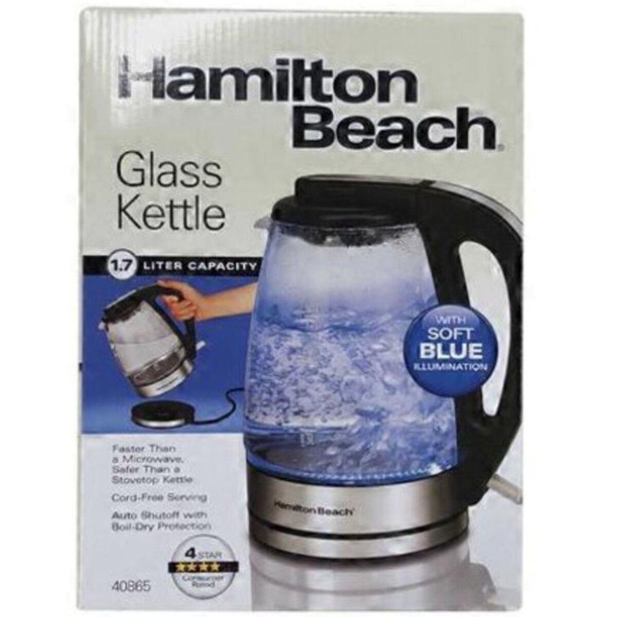 HAMILTON BEACH - Tetera Hervidor De Agua En Vidrio Electrica Hamilton Beach M
