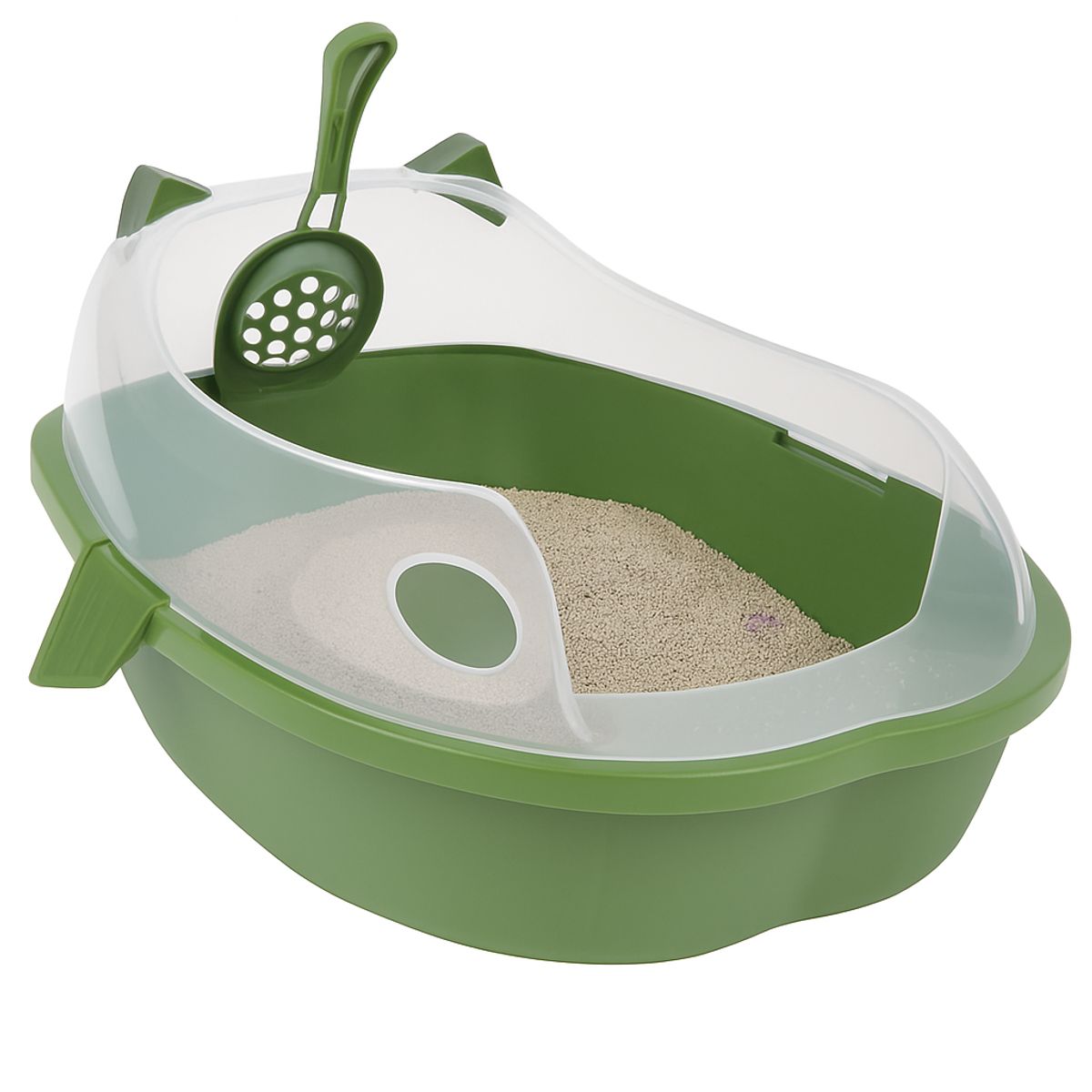 GENERICO - Arenero + Pala Armaty Premium Para Gato Color Verde Oliva