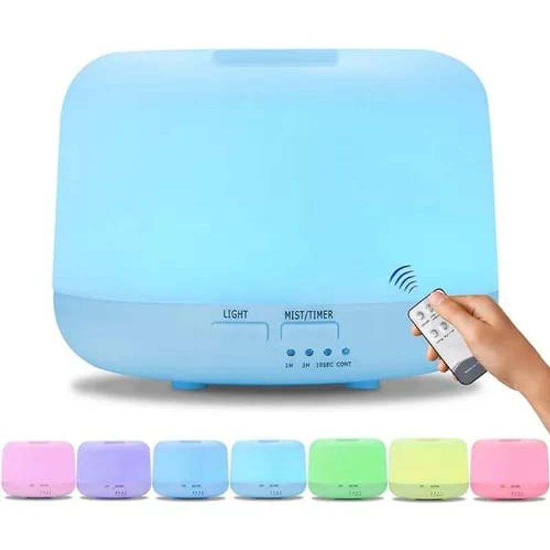 GENERICO - Humidificador Difusor de Aroma Grande 1000ml 7 Tonos Luz LED, Blanco