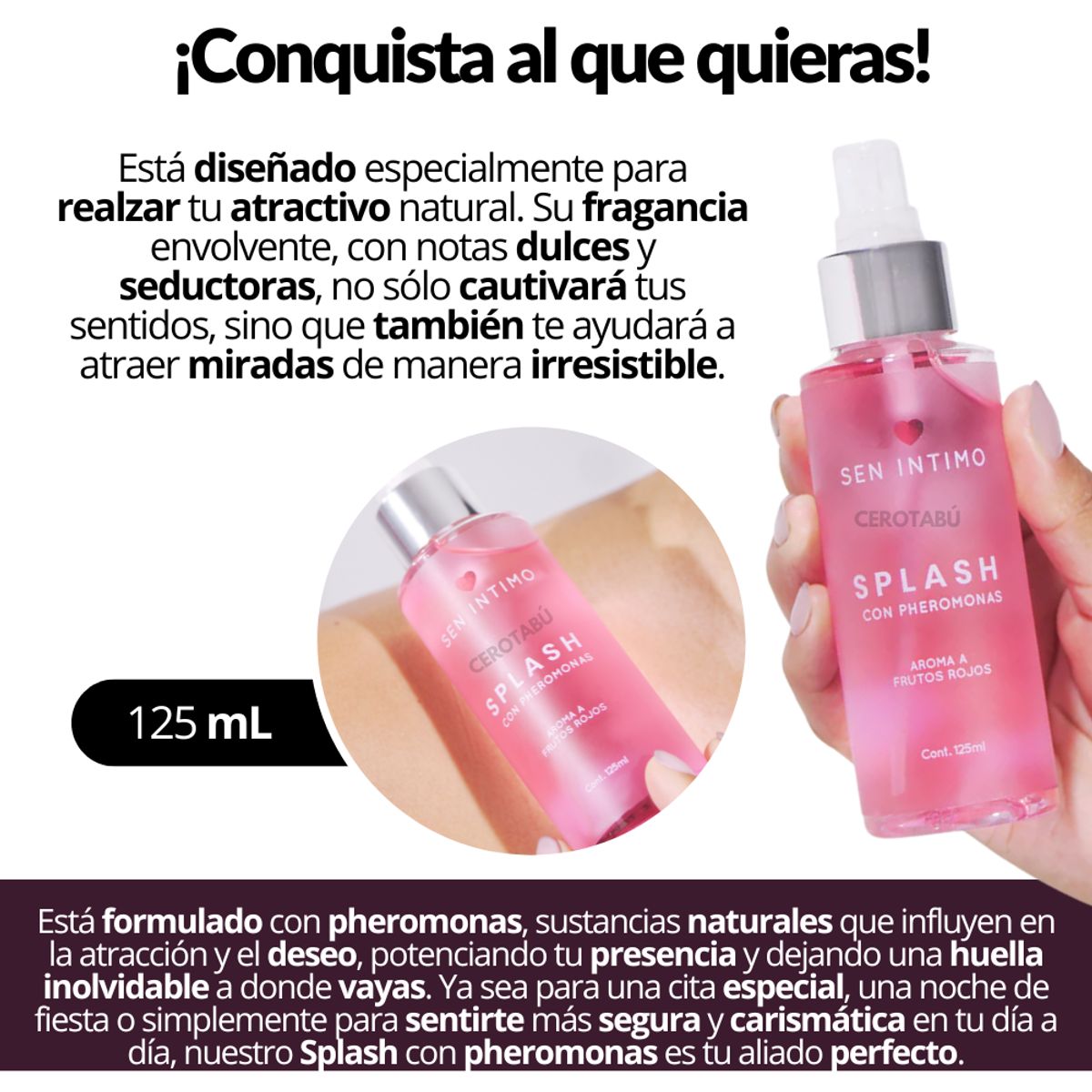 SEN INTIMO - Perfume Splash Con Feromonas Femenino Frutos Rojos 125 mL