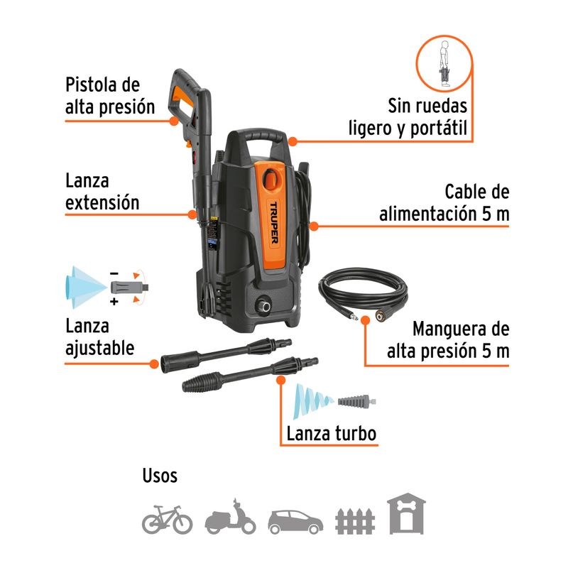 TRUPER - Hidrolavadora Eléctrica Truper Hila-1500 Psi 19 Hp 1400 W
