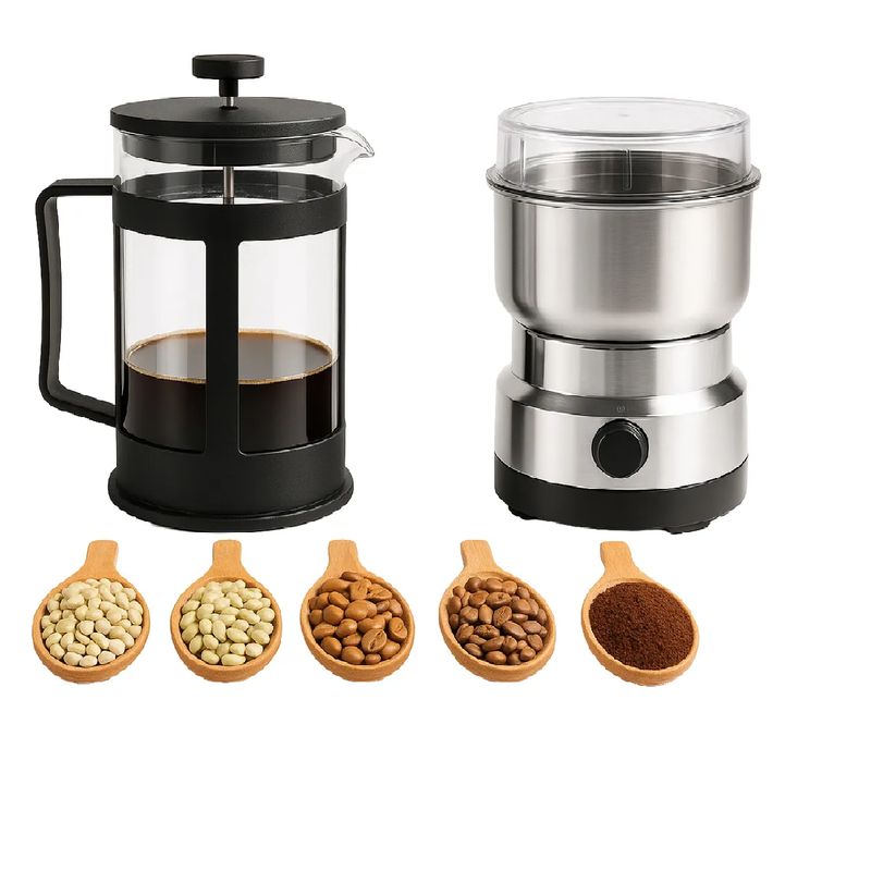 SKY - Prensa Francesa Café 600ml Y Mini Molino Café Eléctrico
