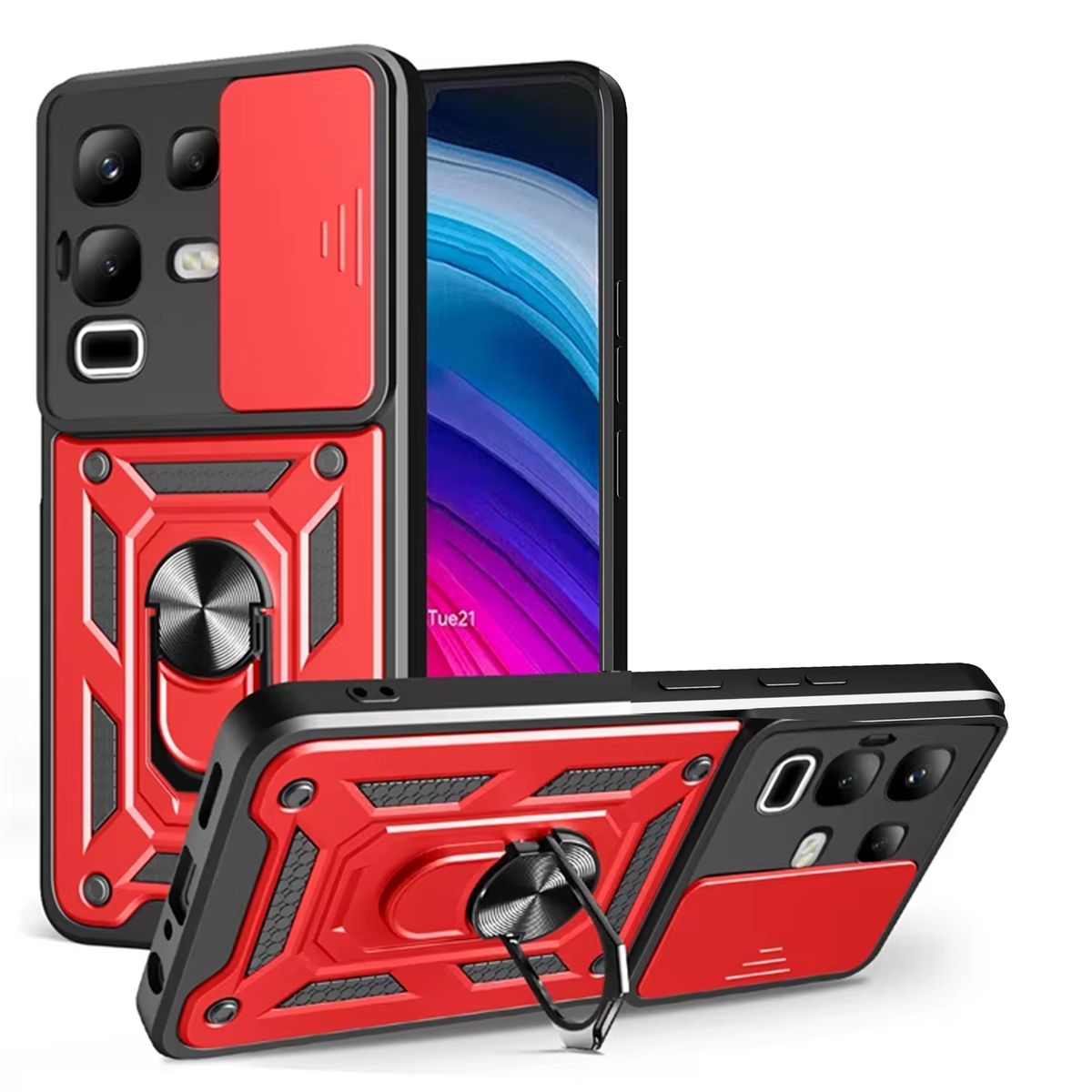 GENERICO - Funda Case Protector Slider Compatible Infinix Note 50S Rojo
