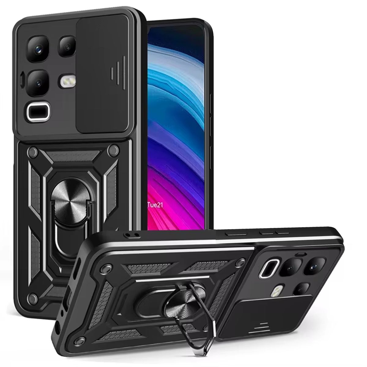 GENERICO - Funda Estuche Case Slider Compatible Con Infinix Note 50S Negro