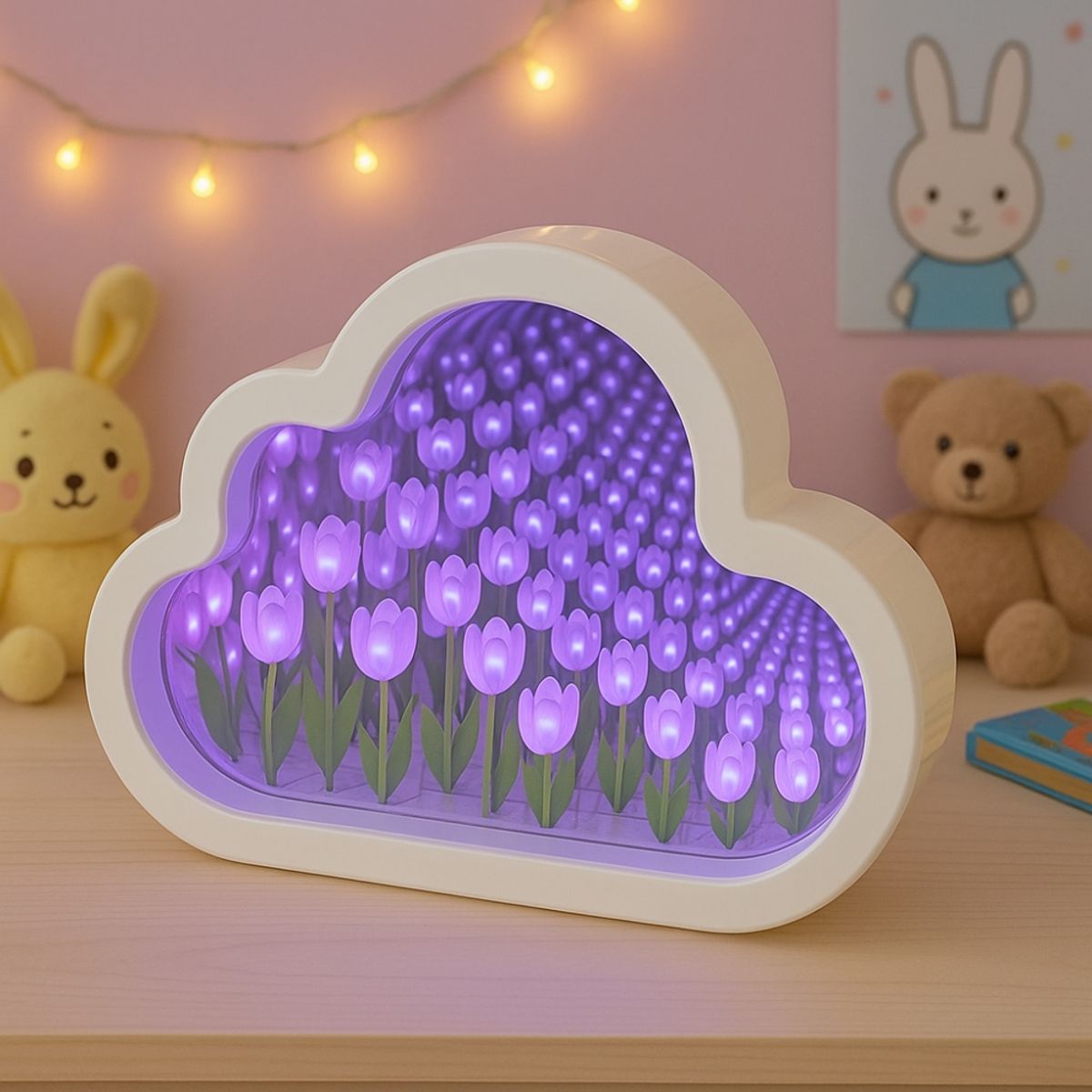 GENERICO - Lámpara Nube LED Espejo Infinito Tulipanes  Alimentación USB Directa