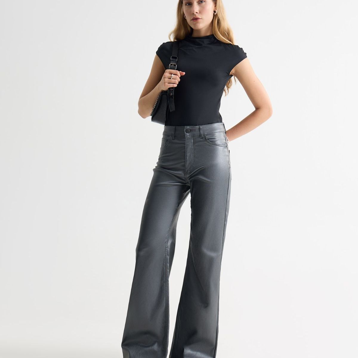 SEVEN SEVEN - Jean Wide Leg En Tono Gris Plomo  Para Mujer Plata Seven Seven