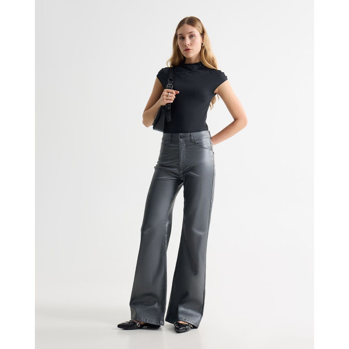 SEVEN SEVEN - Jean Wide Leg En Tono Gris Plomo  Para Mujer Plata Seven Seven