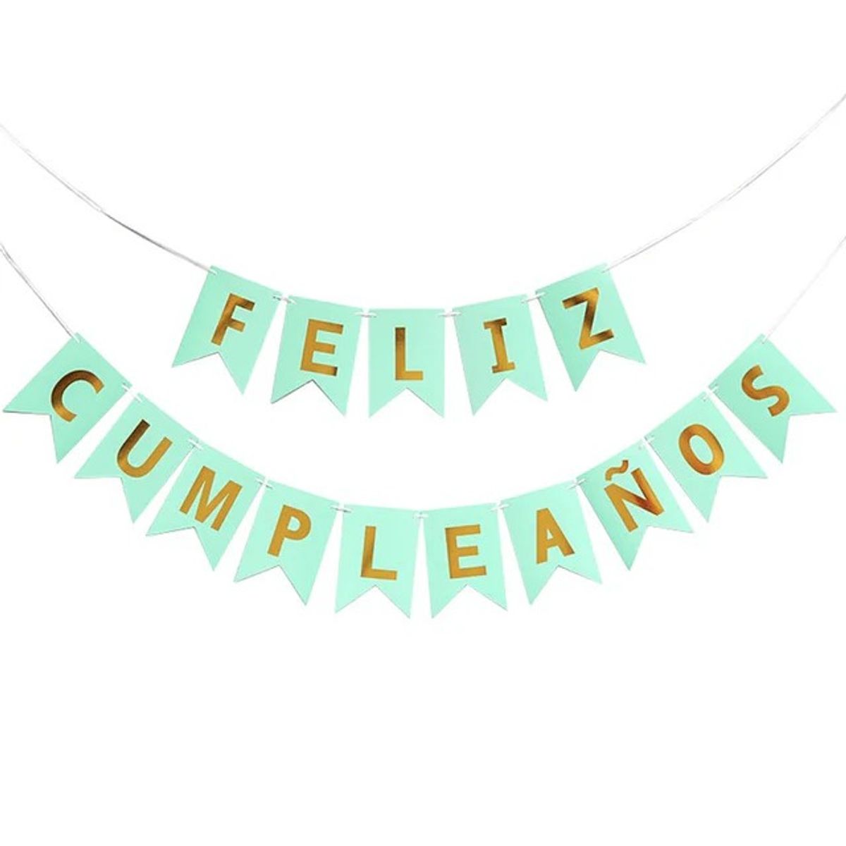 GENERICO - Banderin guirnalda Feliz Cumpleaños color  verde claro