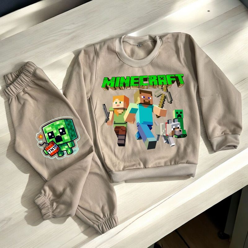 BRYKE - Sudadera Niño Minecraft Beige