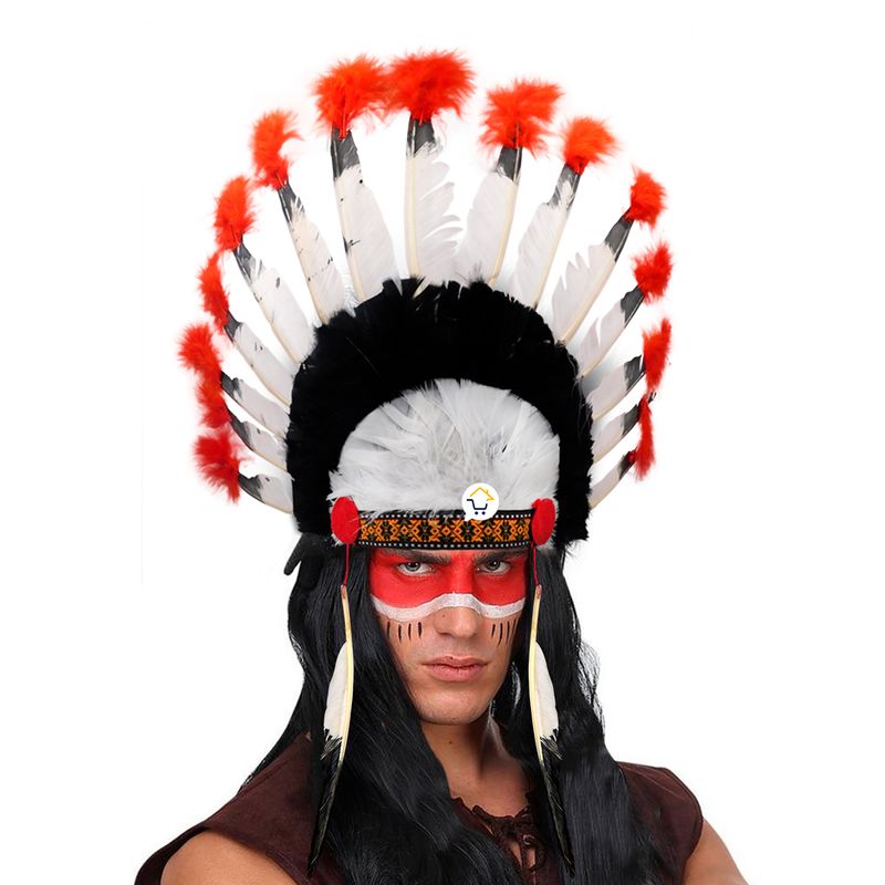GENERICO - Penacho Indio Plumas Diadema India Disfraz Halloween C2010