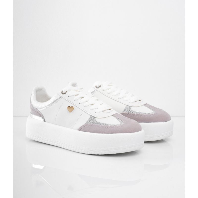 CALZADO ADRENALINA - Tenis blancos clásicos con puntera en gamuza y plataforma VIGGOBCO