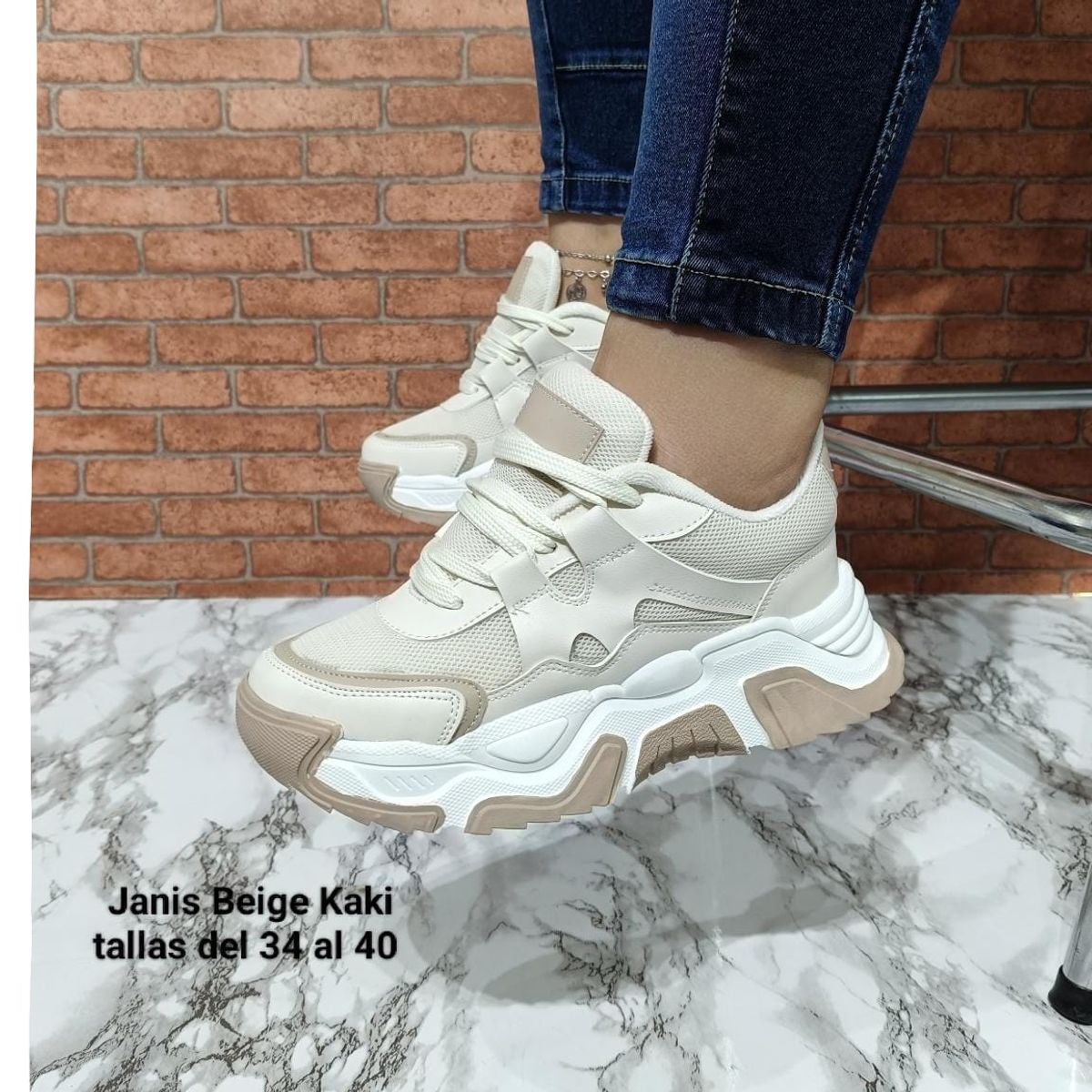 URBAN PLUS - TENIS PARA MUJER BEIGE