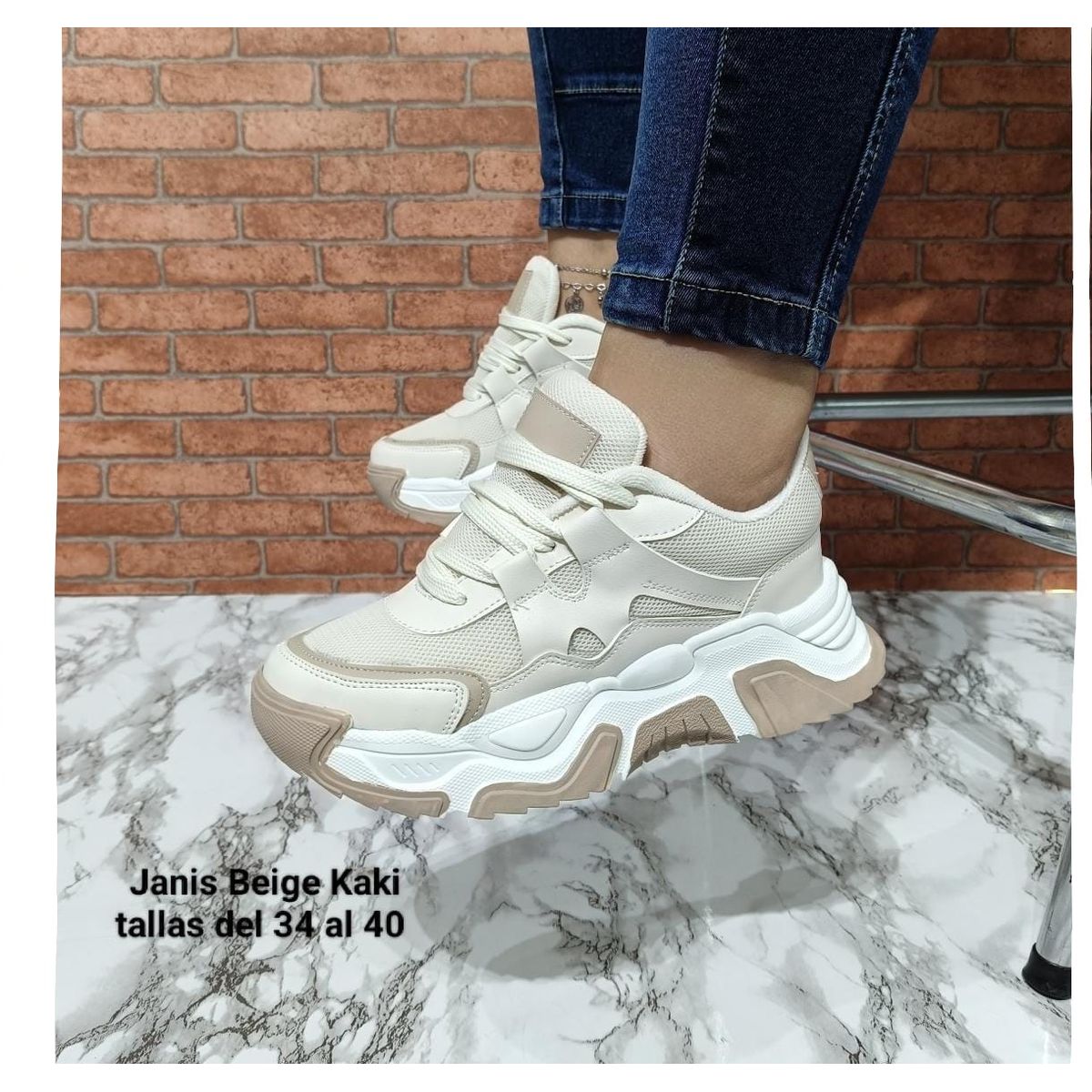 URBAN PLUS - TENIS PARA MUJER BEIGE