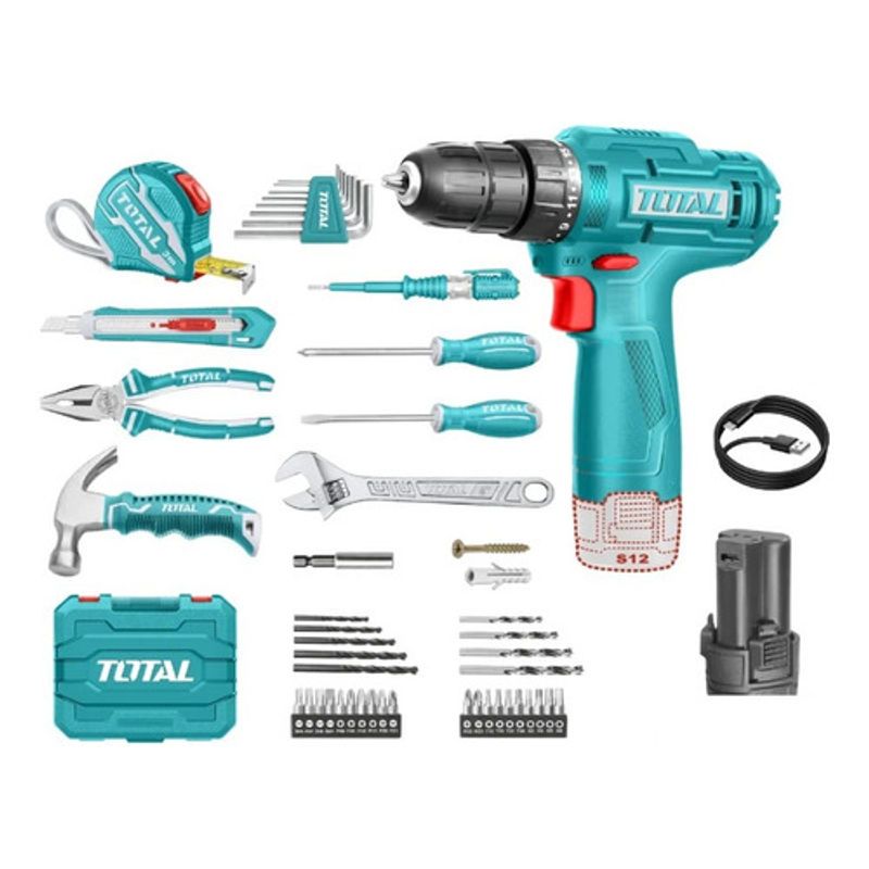 TOTAL - Atornillador + Kit Herramientas 89pz Total