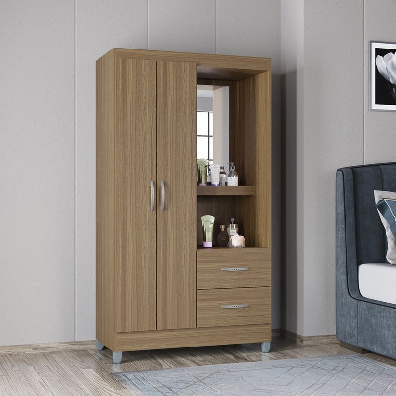 ZER - Armario Closet 2 Puertas Cordoba 164 x190 x47 CM Castaño