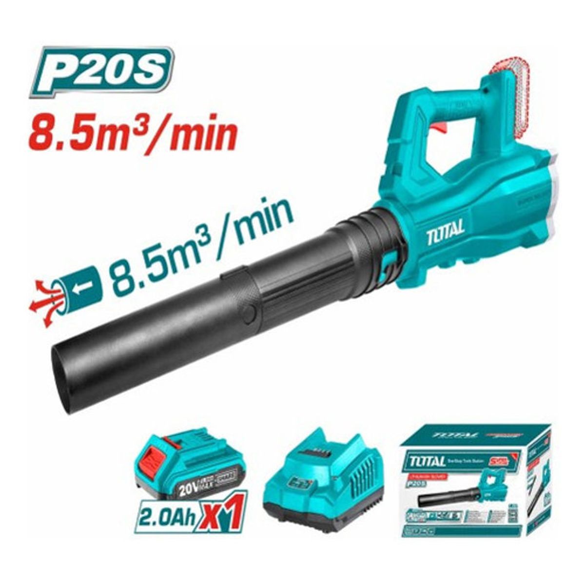 TOTAL - Sopladora Inalambrica 20v Bateria y Cargador Incluido total
