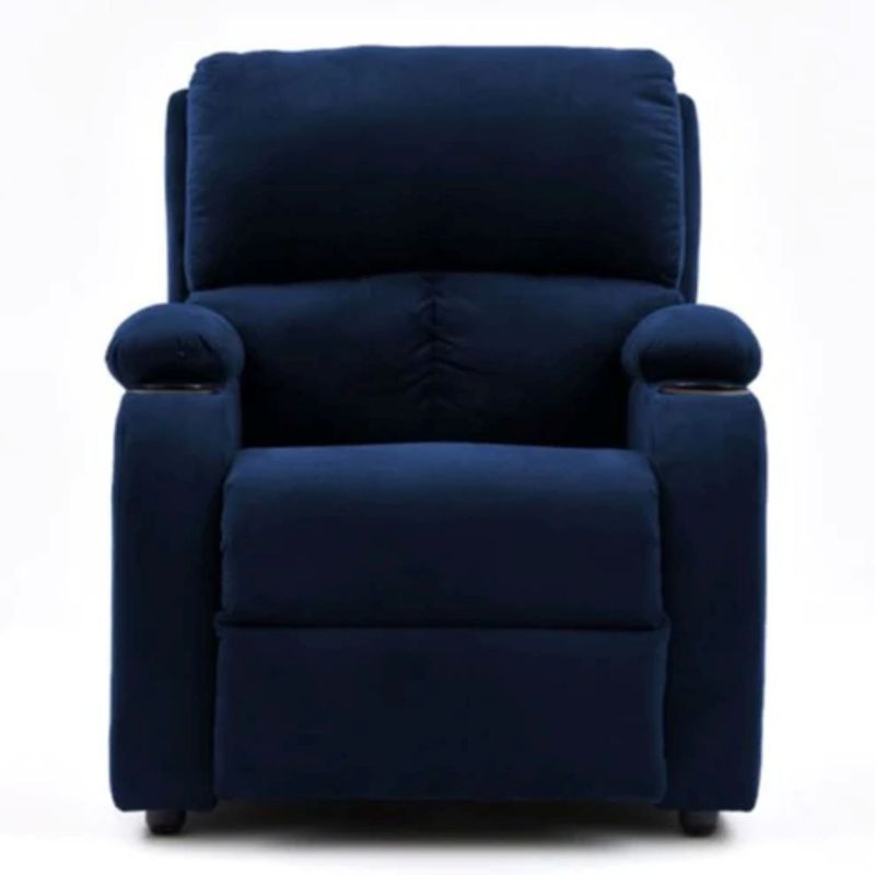 ELITE LIVING - SILLA RECLINABLE PUSH ARM AMBER AZUL MICROFIBRA