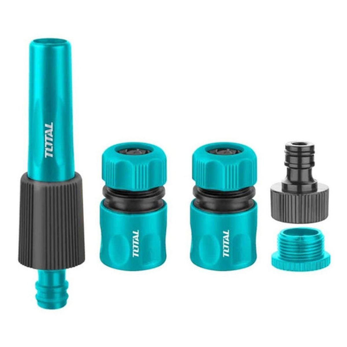 TOTAL - Kit Juego Boquillas Giratorias Para Manguera 5 Piezas Total
