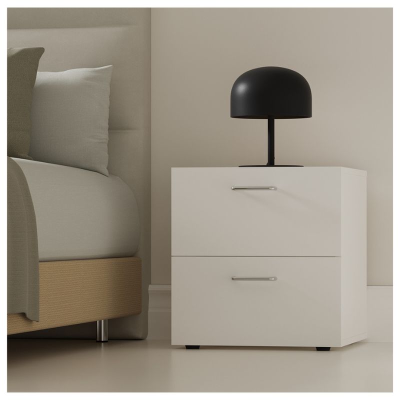 GENERICO - MESA DE NOCHE CON CAJONES - SOLAR WHITE