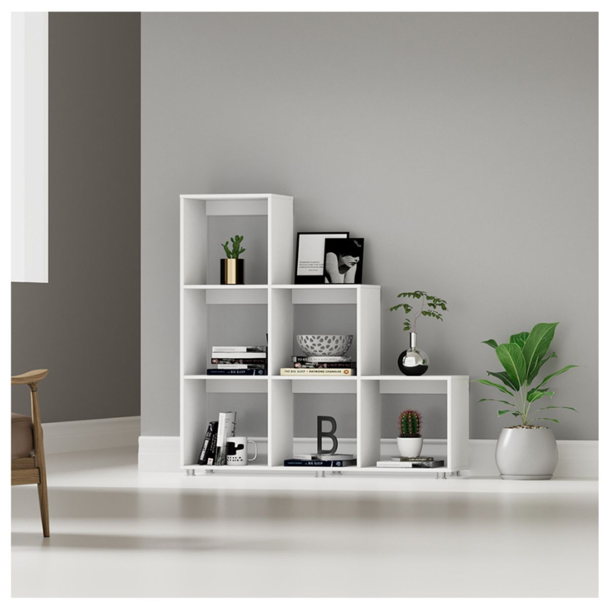GENERICO - Mueble Biblioteca Escalera 122cm X 128cm X 30cm SOLAR WHITE