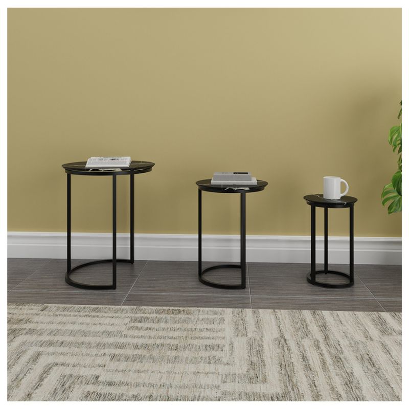 GENERICO - MESA DE CENTRO - SET DE 3 - BARMER DARK MARBLE