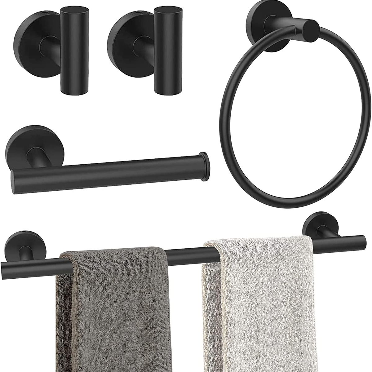 GENERICO - Set Accesorios Para Baño X 5 Piezas Acero Inoxidable