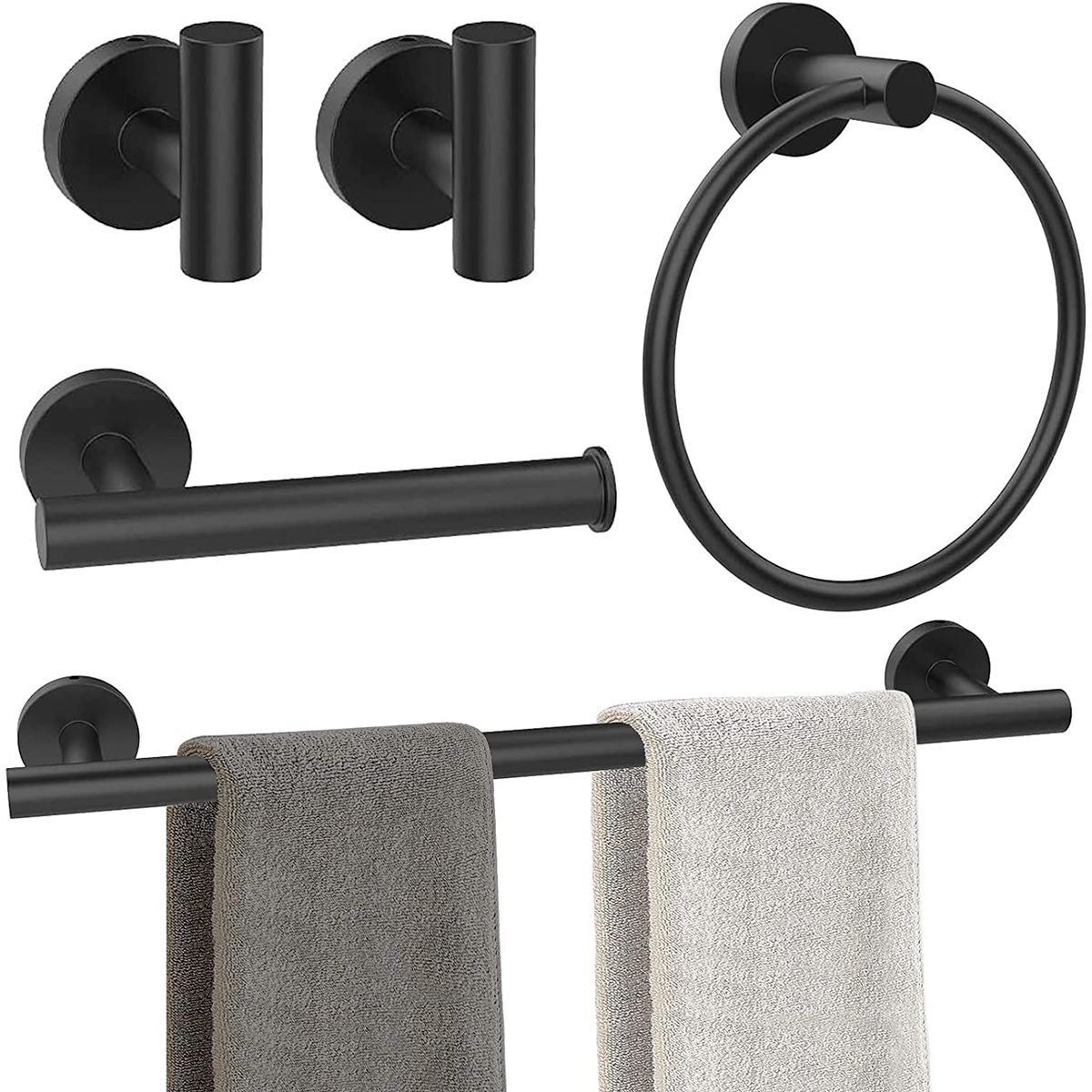 GENERICO - Set Accesorios Para Baño X 5 Piezas Acero Inoxidable