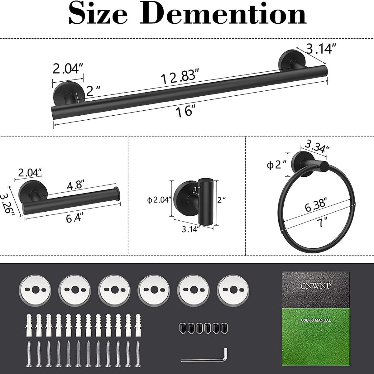 GENERICO - Set Accesorios Para Baño X 5 Piezas Acero Inoxidable