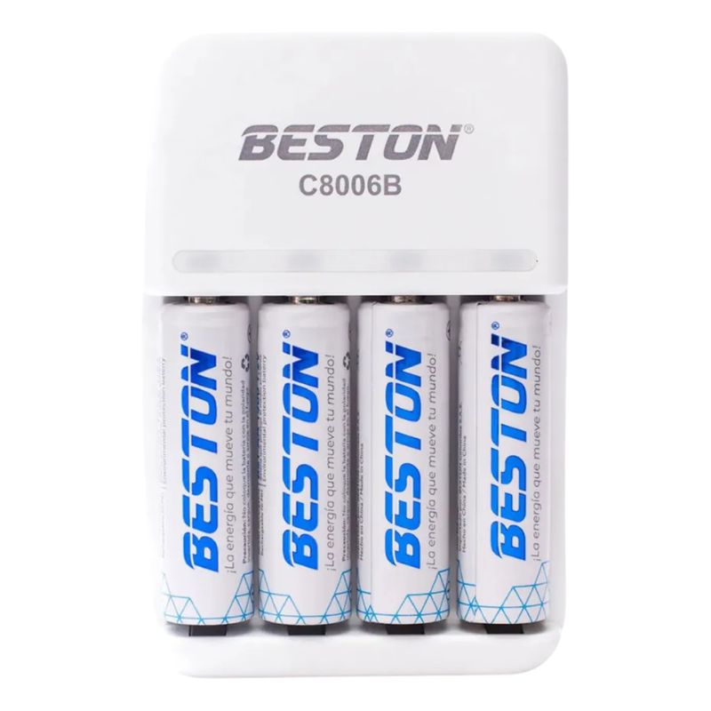 BESTON - Pilas Recargables Con Cargador Beston 1500 Mah AA X4