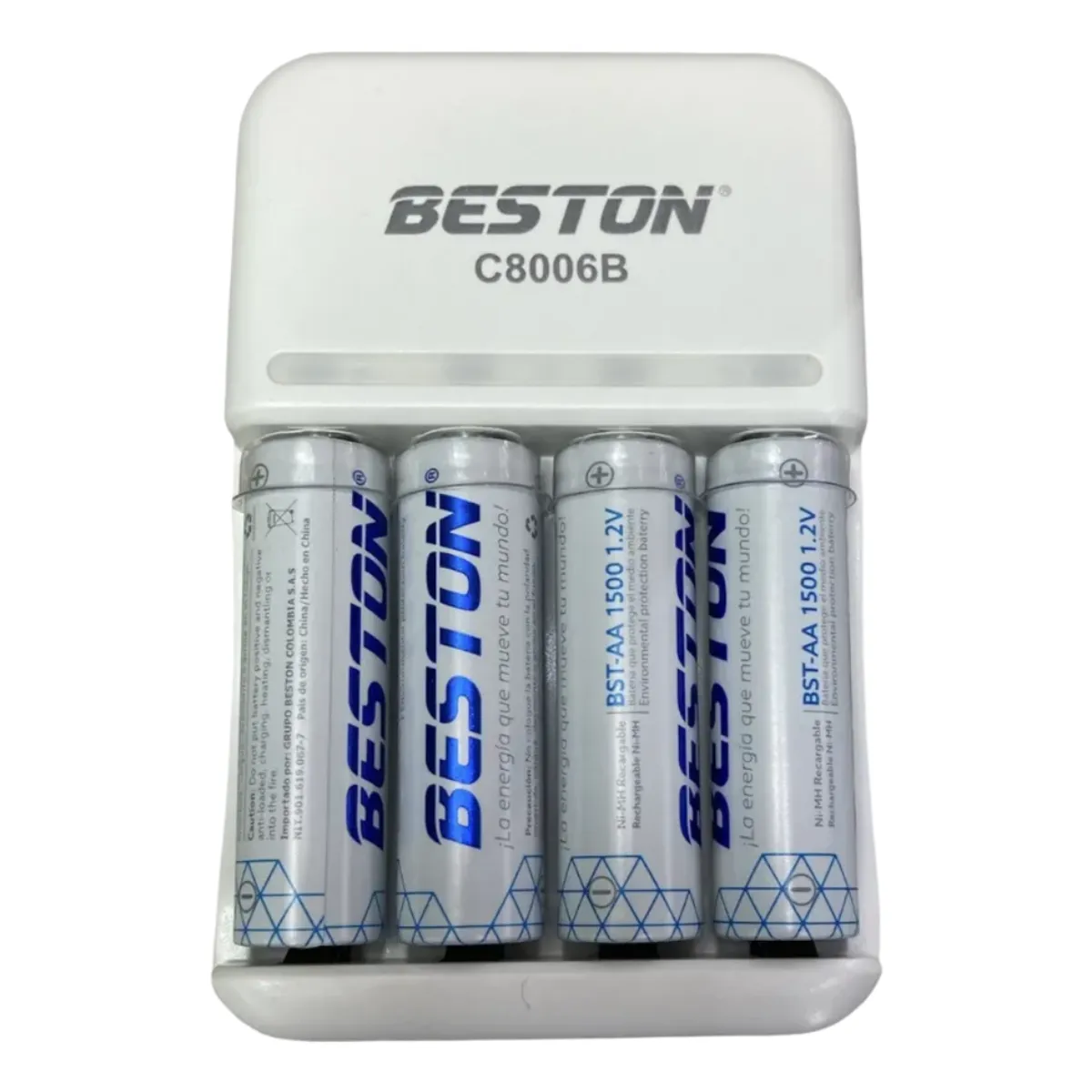 BESTON - Pilas Recargables Con Cargador Beston 1500 Mah AA X4